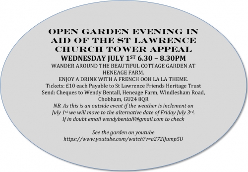 Open Garden Evening for the St Lawrence Church Tower Appeal